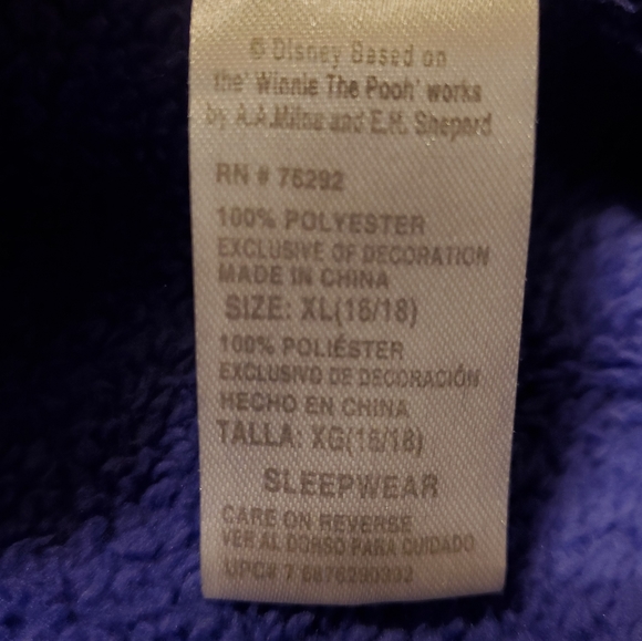 Disney Winnie the Pooh Eyeore fuzzy periwinkle pajama top size XL - Picture 5 of 7